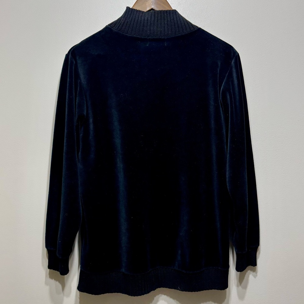 Vintage Summit Place Embellished Beaded Soft Velvet Sweater Shirt Top Black - Picture 4 of 6